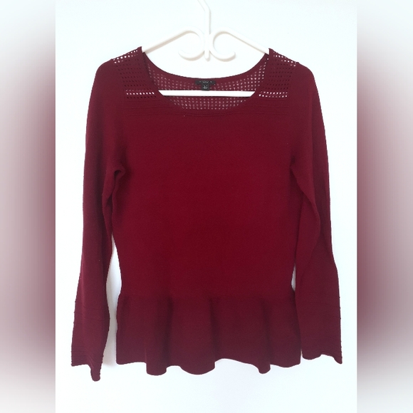 Ann Taylor burgundy peplum sweater - Picture 12 of 16